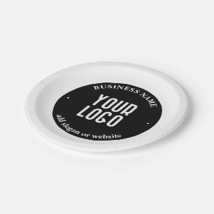 Plato De Papel Su texto y logotipo cargado   Blanco y negro edita