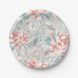 Plato De Papel Suave Floral Veraniega de Primavera Elegante Boda