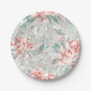 Plato De Papel Suave Floral Veraniega de Primavera Elegante Boda
