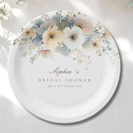 Plato De Papel Suave florecimiento Elegante ducha de novia