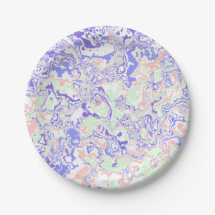 Plato De Papel Suave Pastel Funky Boho Retro Abstracto Mármol