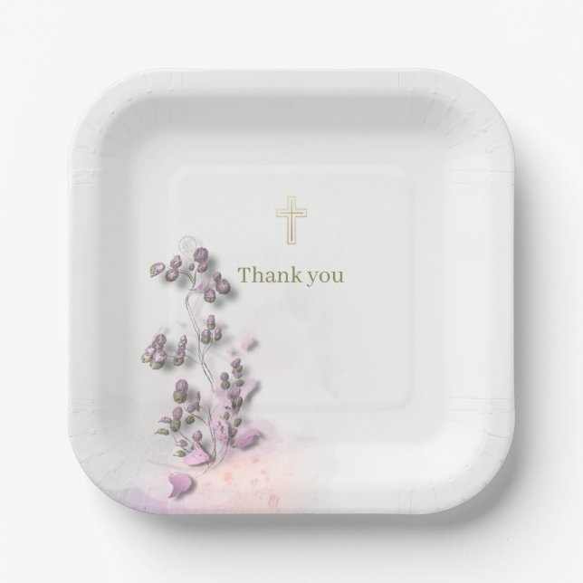 Plato De Papel Suave y elegante con placas de papel cruzado dorad (Anverso)