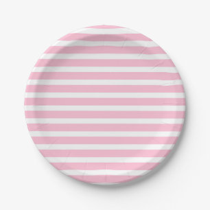 Plato De Papel Suavemente rosado y blanco raya las placas de
