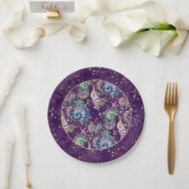 Plato De Papel Subacuático Purple Luxe | Dark Pastel Gold Sea Lif