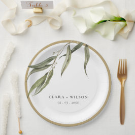 Plato De Papel Subcolor de agua simple Eucalyptus Boda botánico