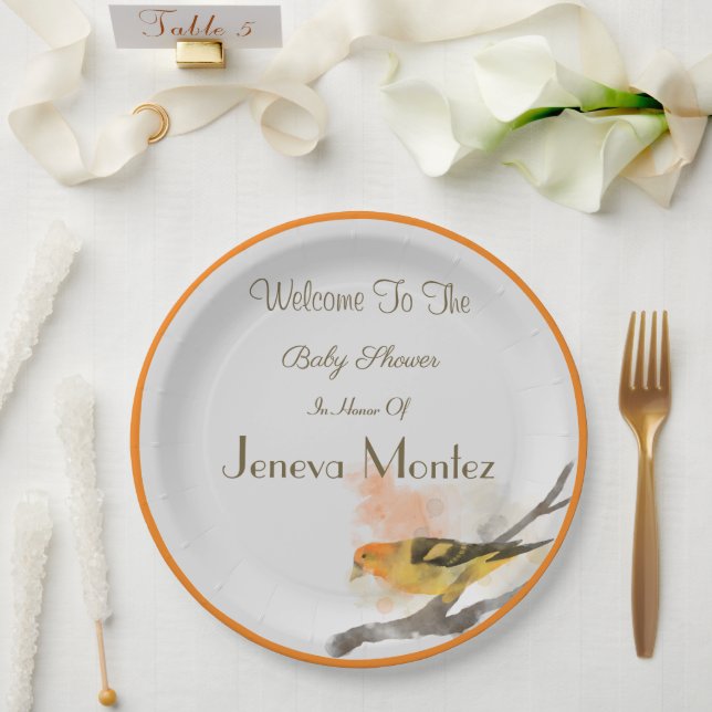 Plato De Papel Subdivisión de Aves Amarillas del Oeste del Tanage (Boda)