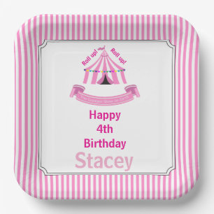 Plato De Papel ¡Sube! ¡Sube! Pink del partido de los cumpleaños d