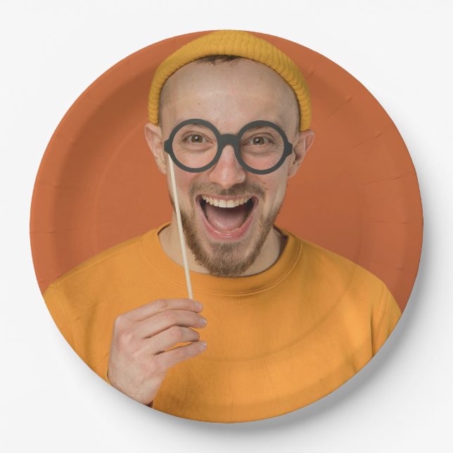 Plato De Papel Sube tu divertida foto selfie (Anverso)