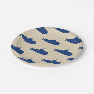 Plato De Papel Submarino azul