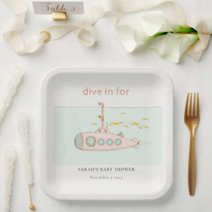 Plato De Papel Submarino submarino Baby Shower