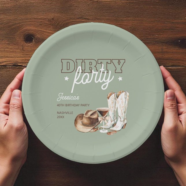 Plato De Papel Sucio 40.º Fiesta de Rodeo Occidental (Dirty Forty Western Rodeo 40th Birthday Party Paper Plates)