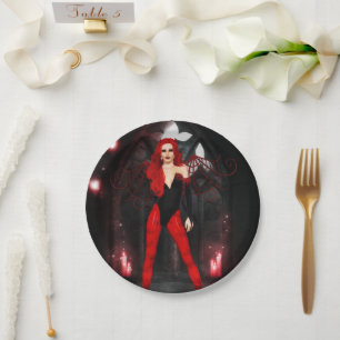 Plato De Papel Súcubo Rojo