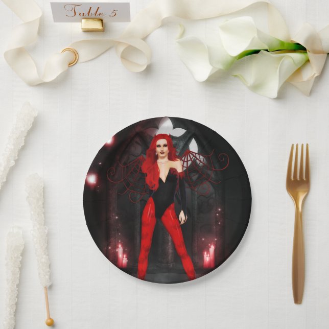Plato De Papel Súcubo Rojo (Boda)