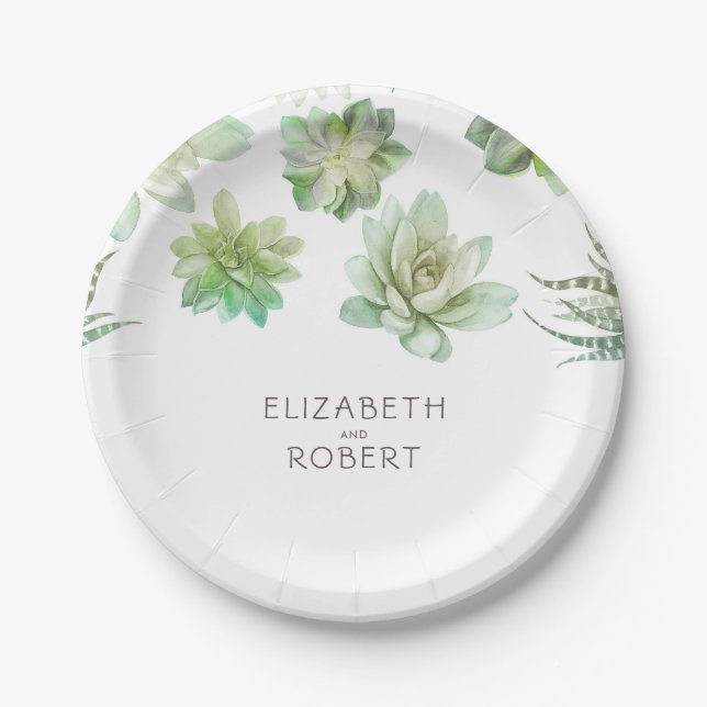 Plato De Papel Suculentas Bodas de la vegetación (Anverso)