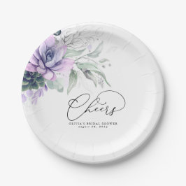 Plato De Papel Suculentas plata verde elegante moderno Cheers