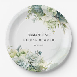 Plato De Papel Suculentas, rosas y vegetación Ducha de Novias