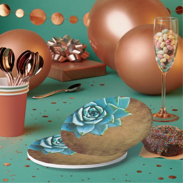 Plato De Papel Suculento acuarela Rustic Brown (Multi)