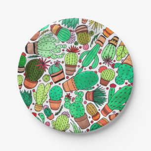 Plato De Papel Suculento Cactus Potted Plants Cacti Garden Fiesta