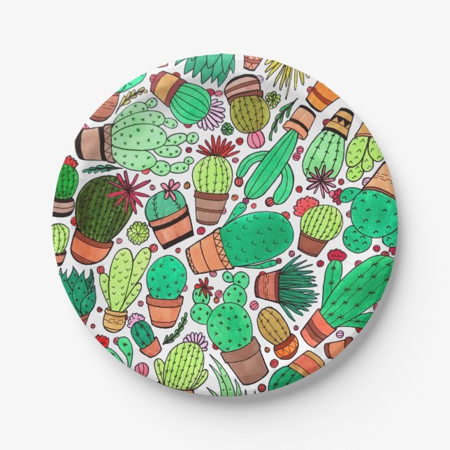Plato De Papel Suculento Cactus Potted Plants Cacti Garden Fiesta (Anverso)