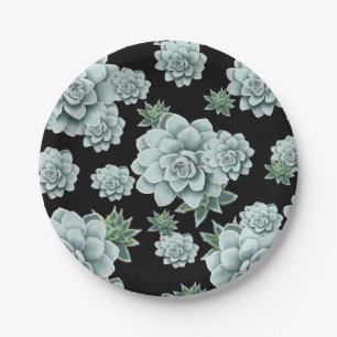 Plato De Papel Sucultores de rosette de menta repiten la impresió