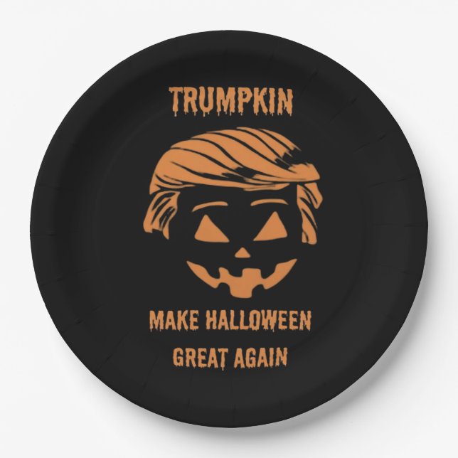 Plato De Papel Sudadera, Trumpkin, Halloween Merch Classic (Anverso)