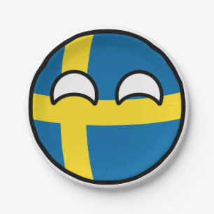 Plato De Papel Suecia Geeky que tiende divertida Countryball