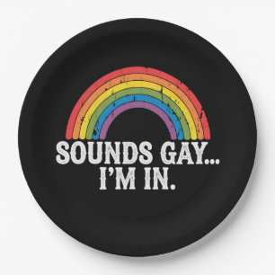 Plato De Papel Suena Gay Estoy En Arcoíris LGBTQ Vintage Retro