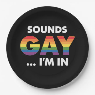 Plato De Papel Suena gay, soy arcoíris Orgullo LGBTQ