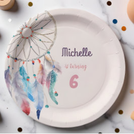 Plato De Papel Sueña Grande Cumpleaños Boho Cazador de Sueños
