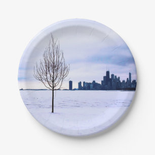 Plato De Papel Sueño blanco - invierno en Chicago, placas de