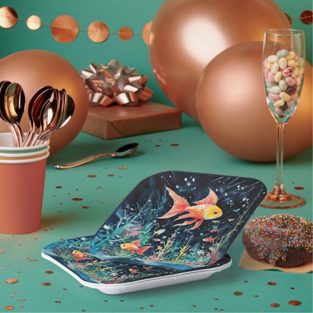 Plato De Papel Sueño de pescado, perfección acuario, (Multi)