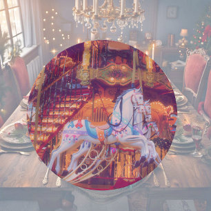 Plato De Papel sueño infantil - carrusel de caballos viejos