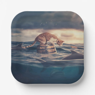 Plato De Papel Sueño Nap Cat o Pesadilla