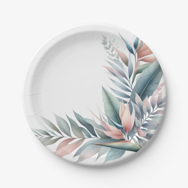Plato De Papel Sueño tropical acuarela (Anverso)