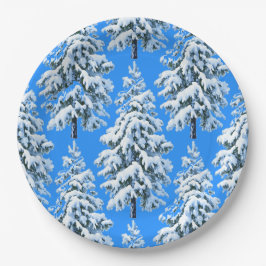 Plato De Papel Sueños de árbol helado Bosque nevado