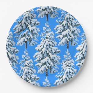 Plato De Papel Sueños de árbol helado Bosque nevado