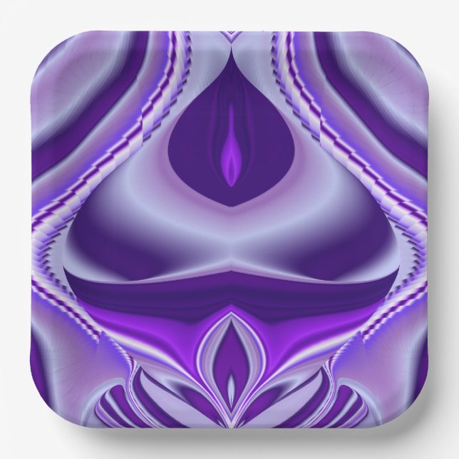 Plato De Papel Sueños de Arcoíris de Flor Morada (Anverso)