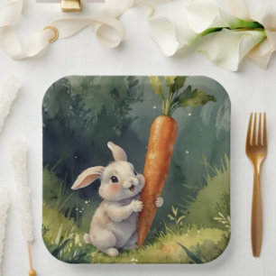 Plato De Papel Sueños de conejitos en Meadow: Whimsical Paper Pla