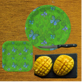 Plato De Papel Sueños de la Selva Tropical Vides Mariposas 