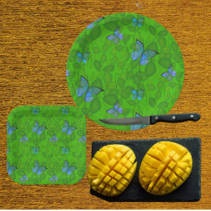 Plato De Papel Sueños de la Selva Tropical Vides Mariposas