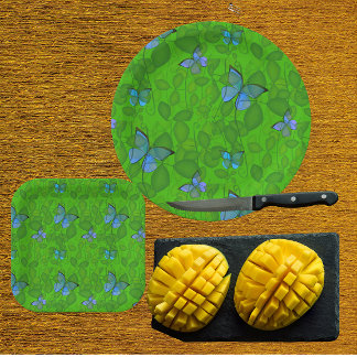 Plato De Papel Sueños de la Selva Tropical Vides Mariposas