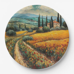 Plato De Papel Sueños de la Toscana Dorada