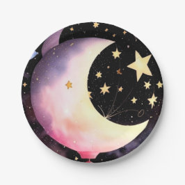 Plato De Papel Sueños de luna y estrellas: ducha celestial de beb
