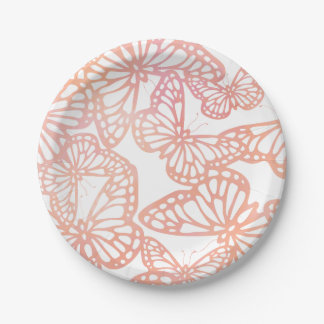 Plato De Papel Sueños de mariposa (Peach)
