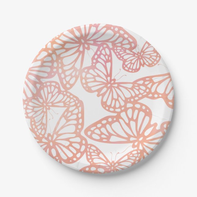 Plato De Papel Sueños de mariposa (Peach) (Anverso)