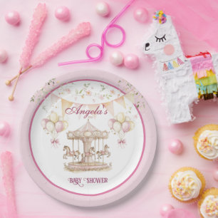 Plato De Papel Sueños de ponía púrpura-placas Baby Shower (grande