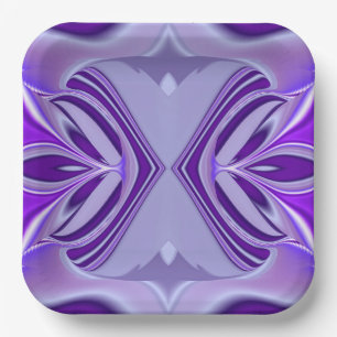 Plato De Papel Sueños del arcoiris de flores moradas