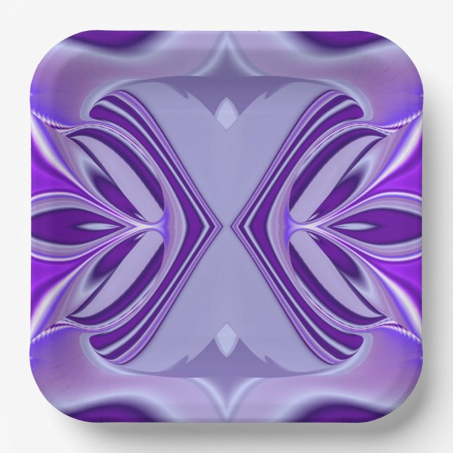 Plato De Papel Sueños del arcoiris de flores moradas (Anverso)