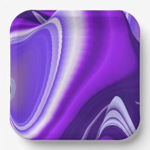 Plato De Papel Sueños del arcoiris de flores moradas