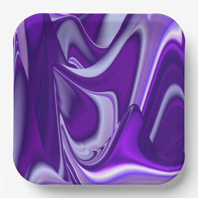 Plato De Papel Sueños del arcoiris de flores moradas (Anverso)
